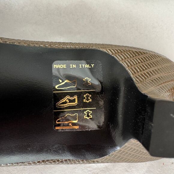 Toteme Lizard Embossed Kitten Heel Flip Flop 39 Olive - Picture 10 of 14